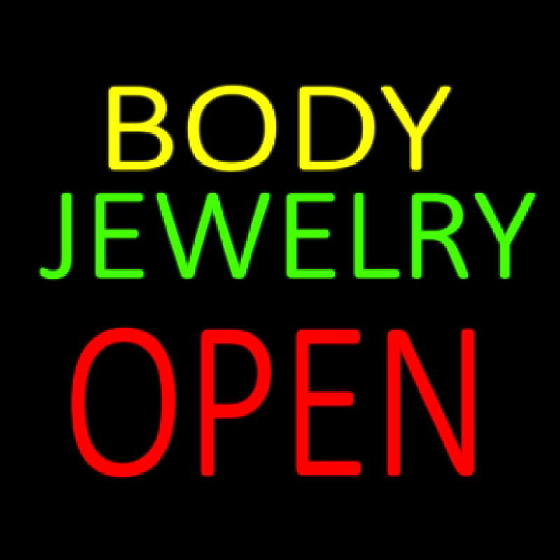 Body Jewelry Open In Block Neon Sign