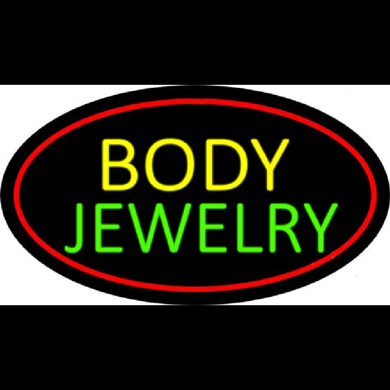 Body Jewelry Oval Red Neon Sign