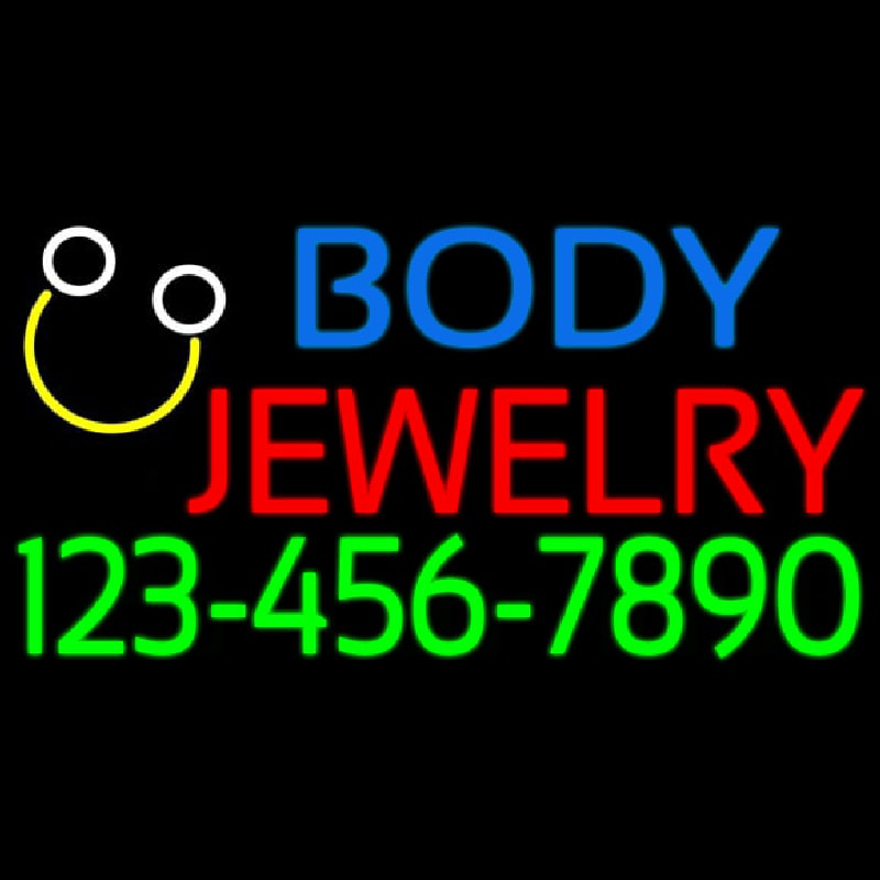 Body Jewelry With Phone Number Neon Sign