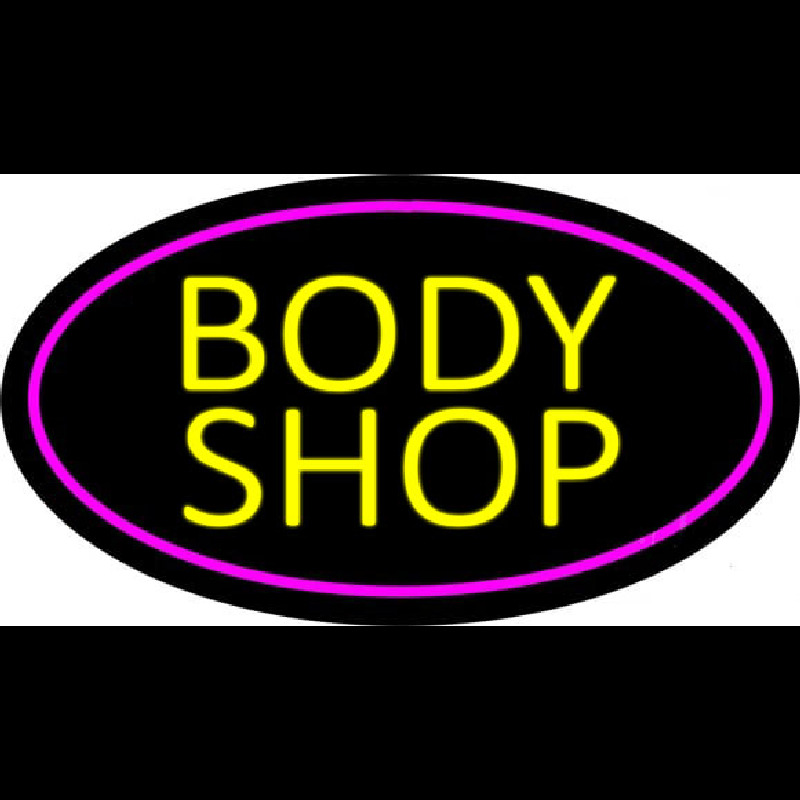 Body Shop Purple Oval Neon Sign