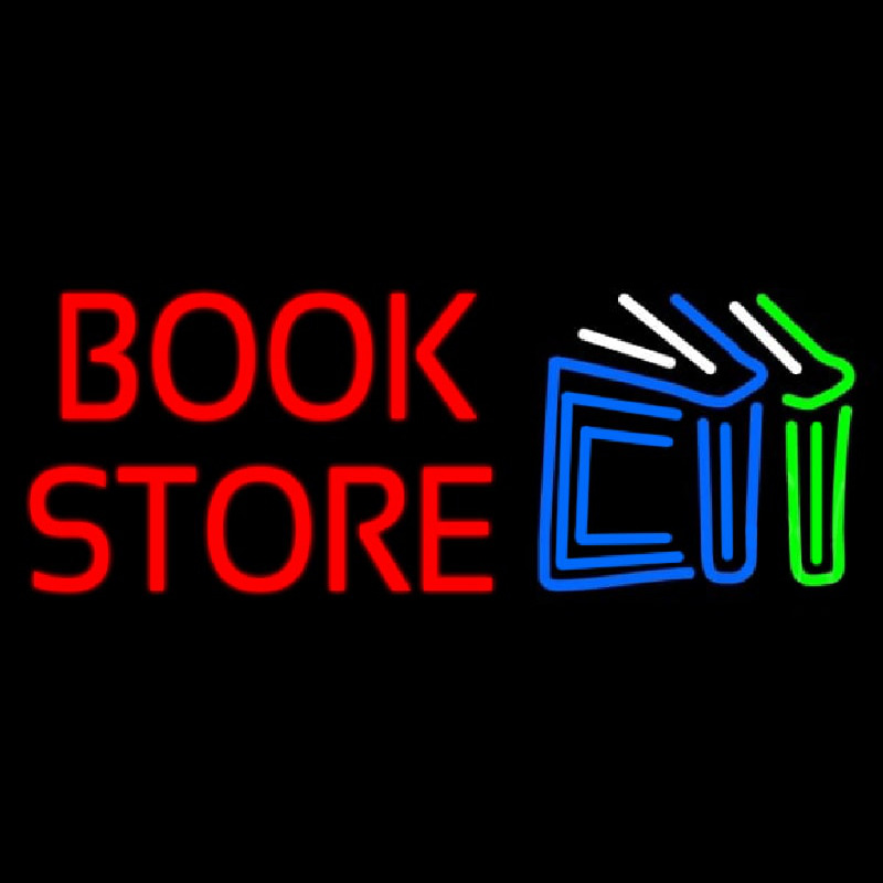 Book Store With Book Logo Neon Sign