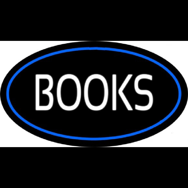 Books Oval Blue Neon Sign