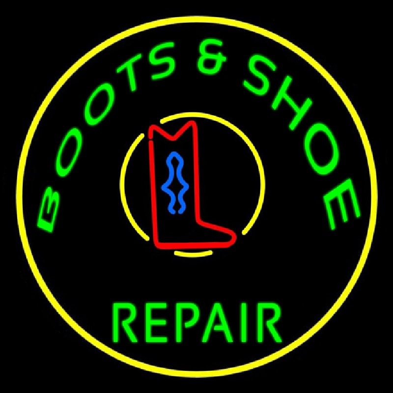 Boots And Shoes Repair With Border Neon Sign
