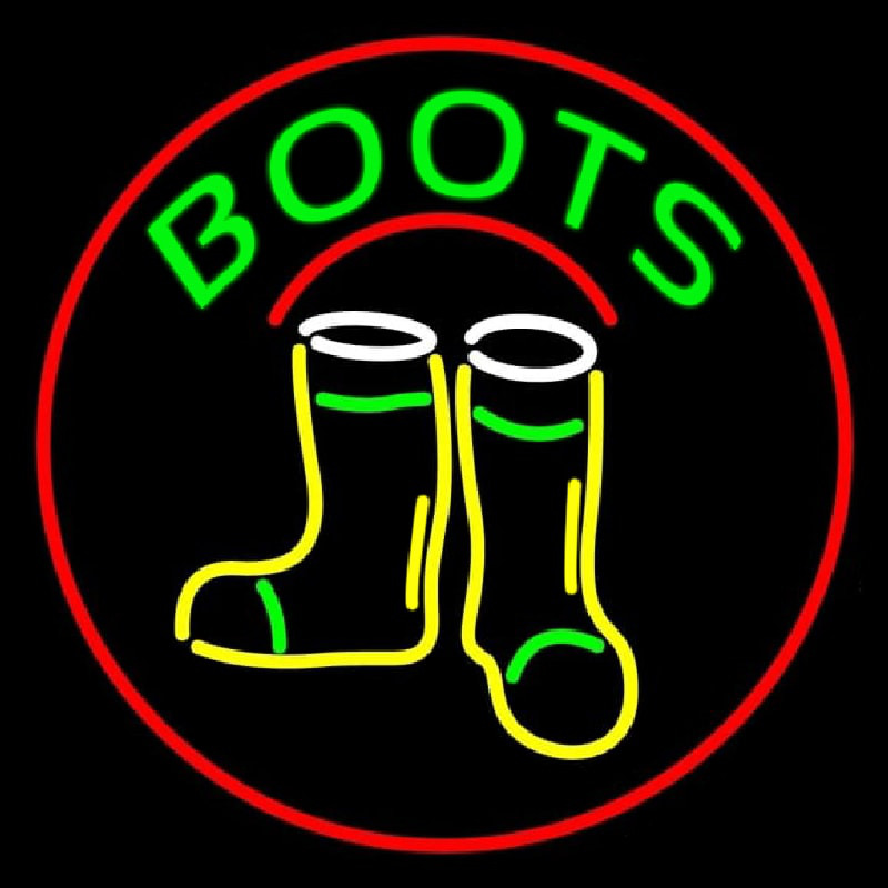 Boots With Logo Red Border Neon Sign