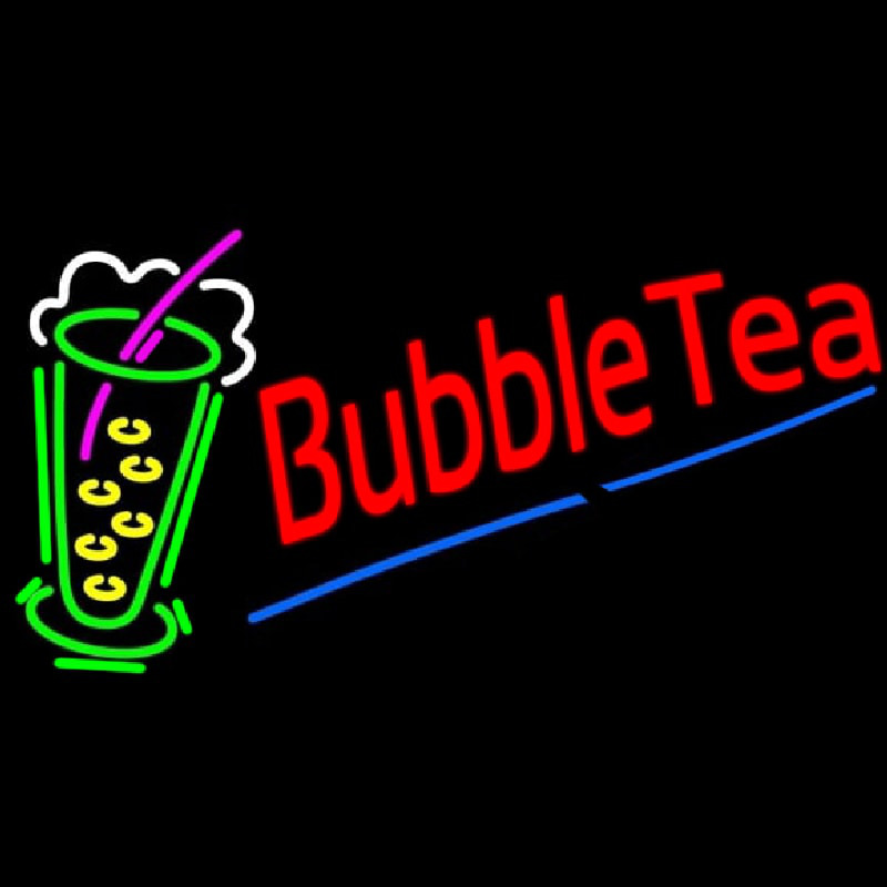 Bubble Tea With Tea Glass Neon Sign