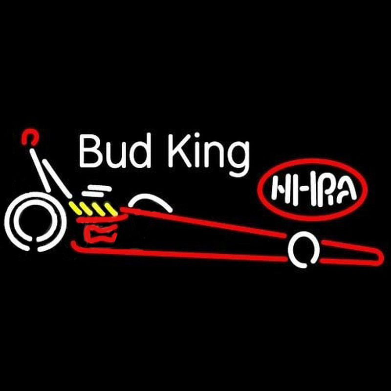 Bud King NHRA Dragster Beer Sign Neon Sign