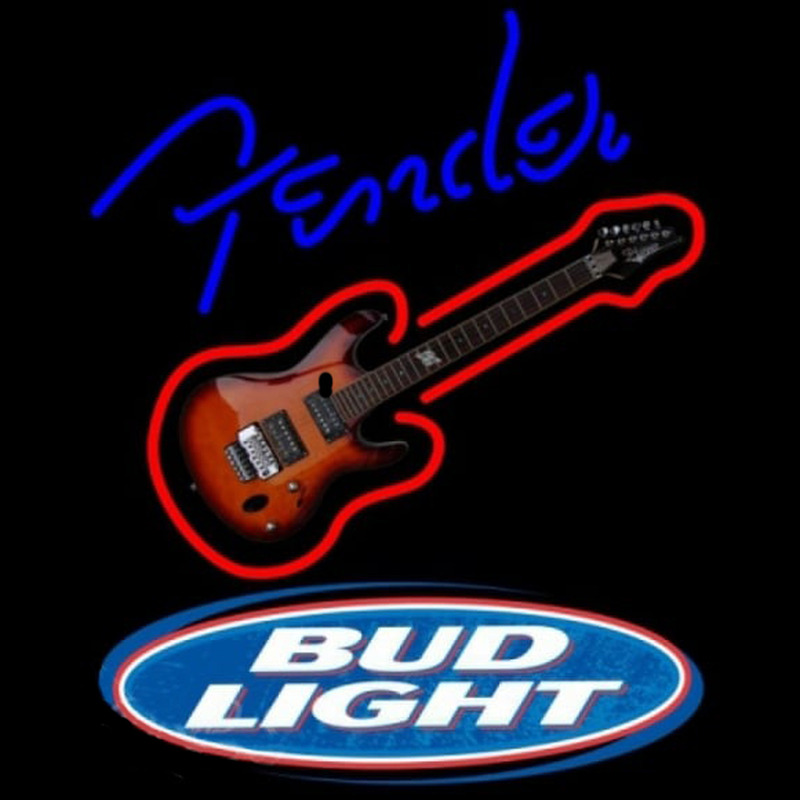 Bud Light Fender Blue Red Guitar Beer Sign Neon Sign
