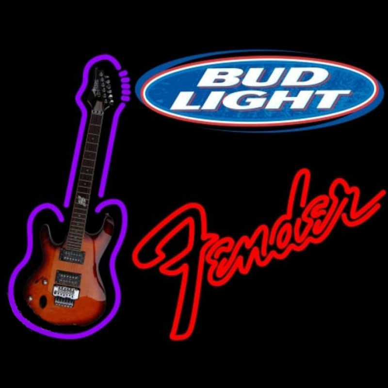 Bud Light Fender Red Guitar Beer Sign Neon Sign