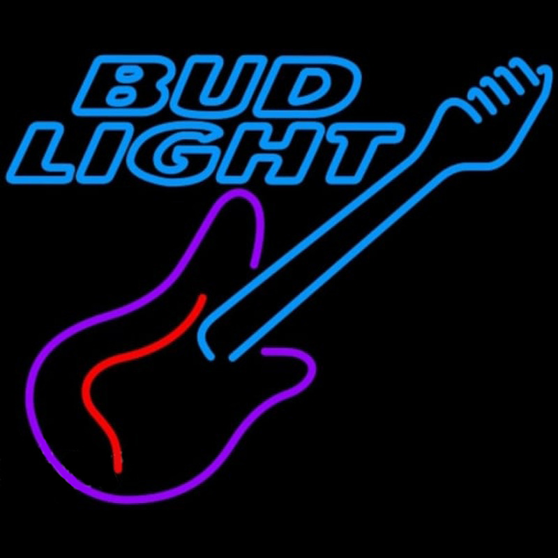 Bud Light Guitar Purple Red Beer Sign Neon Sign