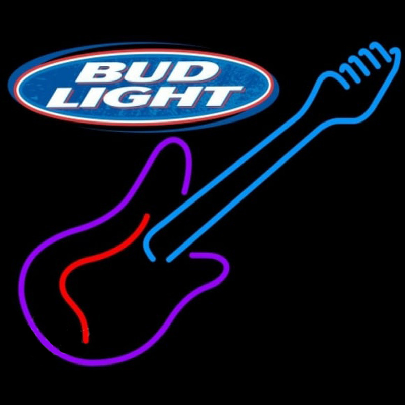 Bud Light Guitar Purple Red Beer Sign Neon Sign