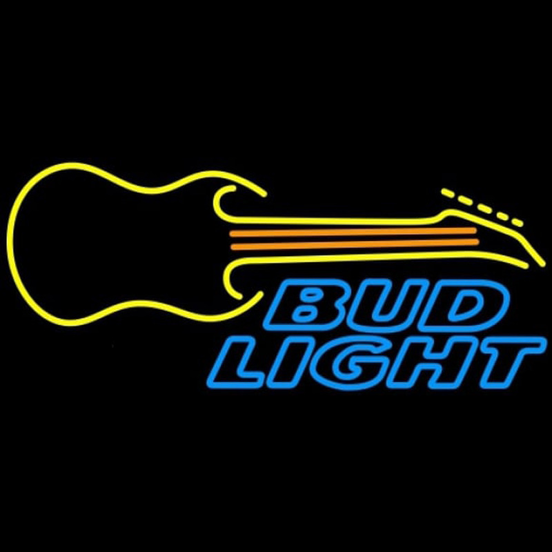 Bud Light Guitar Yellow Orange Beer Sign Neon Sign