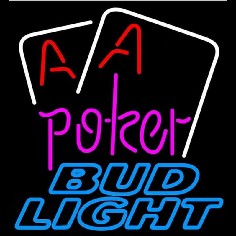 Bud Light Purple Lettering Red Aces White Cards Beer Sign Neon Sign