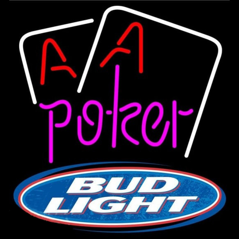 Bud Light Purple Lettering Red Aces White Cards Beer Sign Neon Sign