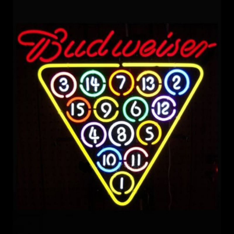 Budweiser 15 Ball Rack Neon Sign