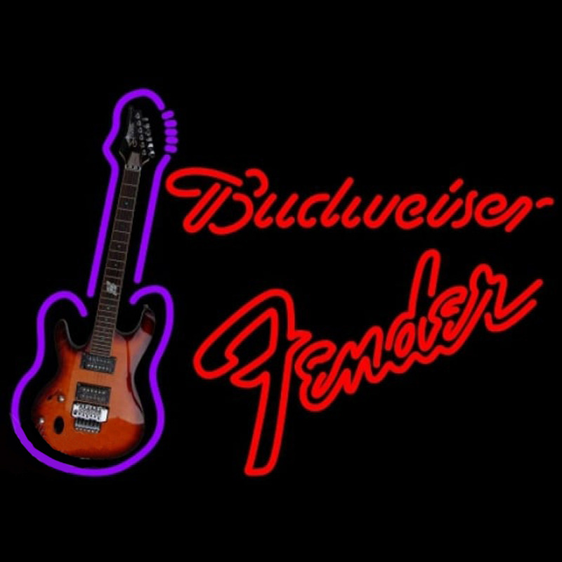Budweiser Fender Red Guitar Beer Sign Neon Sign