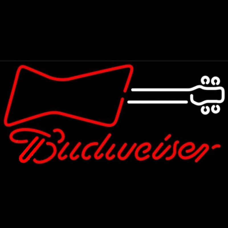 Budweiser Guitar Red White Beer Sign Neon Sign