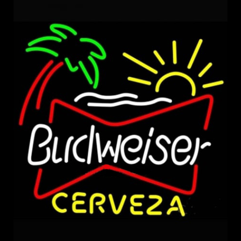 Budweiser Palm Tree Cerveza Beer Light Neon Sign