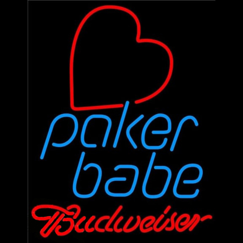 Budweiser Poker Girl Heart Babe Beer Sign Neon Sign