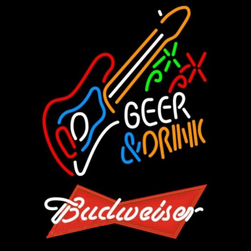 Budweiser Red And Drink Guitar Beer Sign Neon Sign