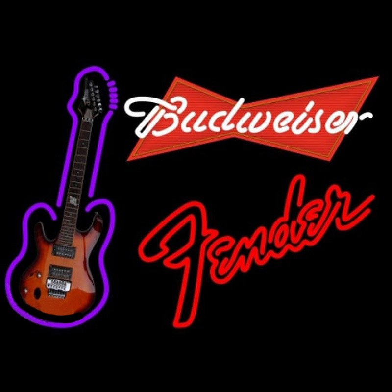 Budweiser Red Fender Red Guitar Beer Sign Neon Sign