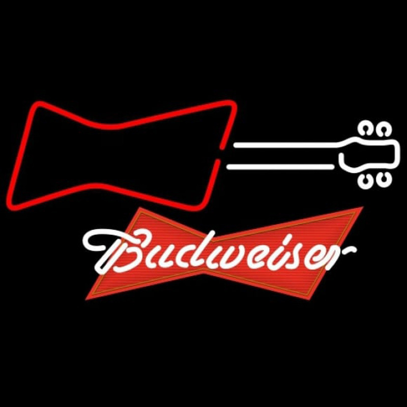 Budweiser Red Guitar Red White Beer Sign Neon Sign