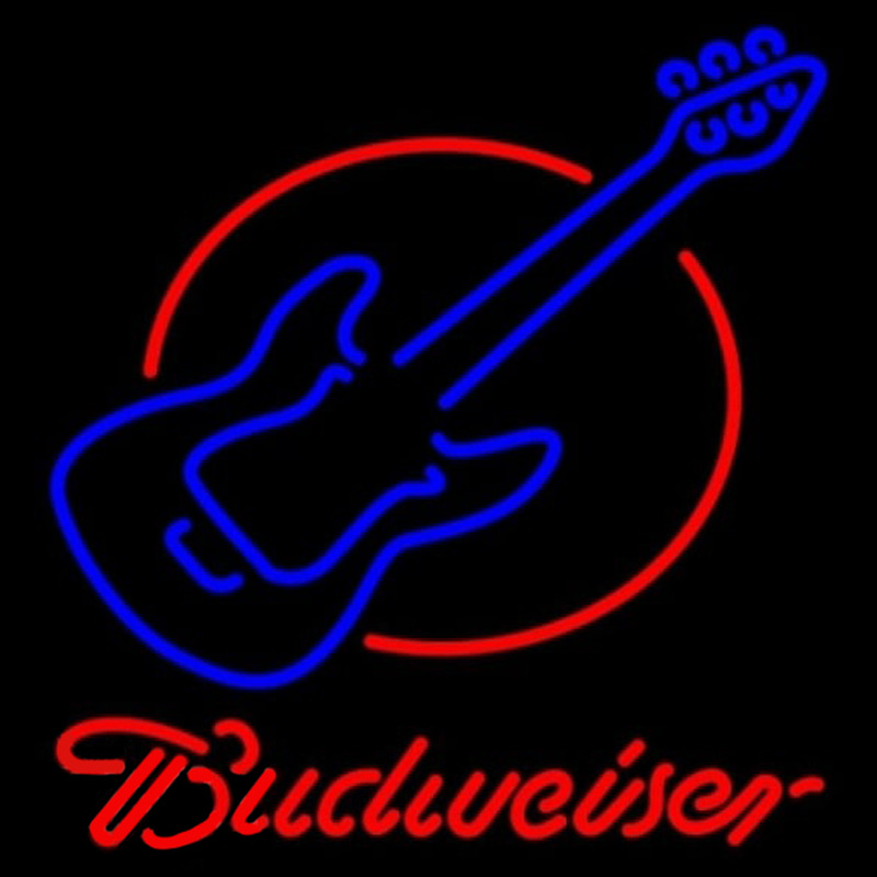 Budweiser Red Round Guitar Beer Sign Neon Sign