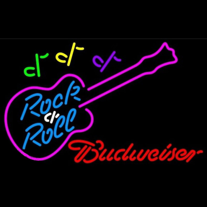 Budweiser Rock N Roll Pink Guitar Beer Sign Neon Sign