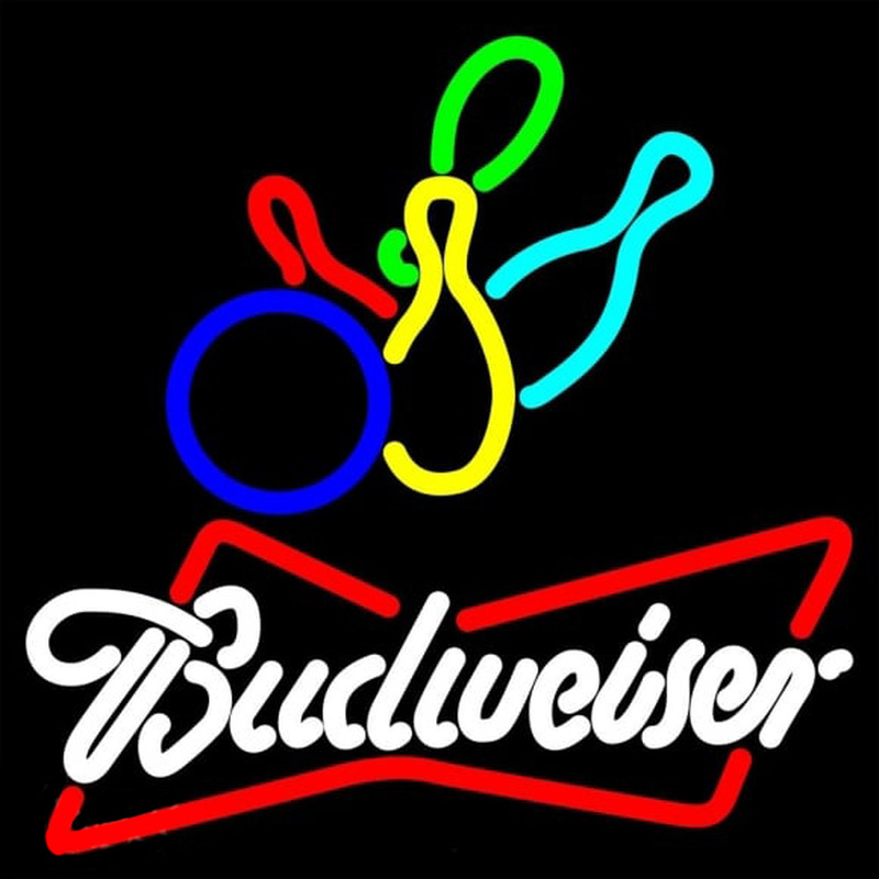 Budweiser White Colored Bowling Beer Sign Neon Sign