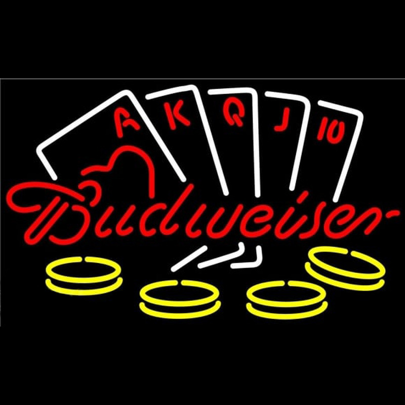 Budweiser With Poker Beer Sign Neon Sign