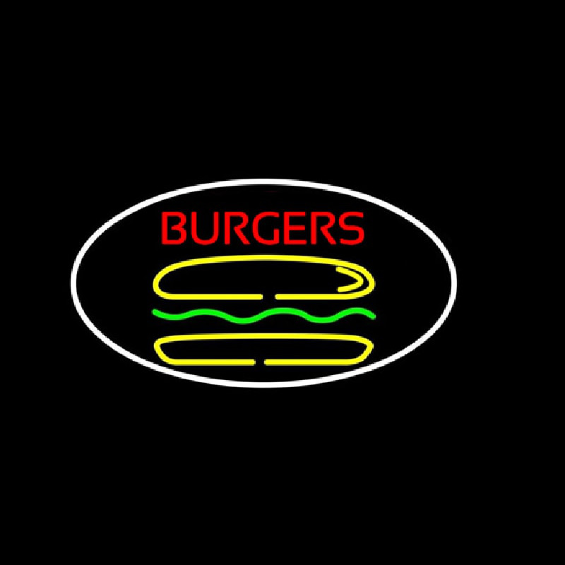 Burgers Oval Neon Sign
