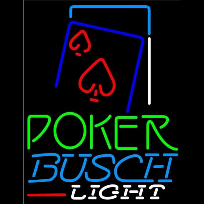 Busch Light Green Poker Red Heart Beer Sign Neon Sign