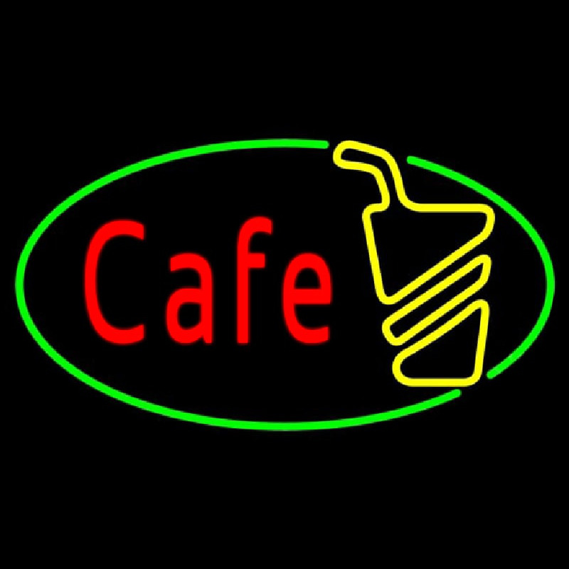 Cafe Red With Green Border Neon Sign