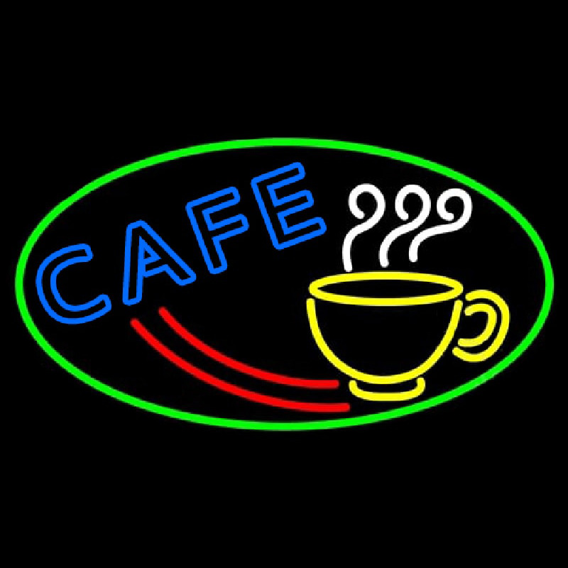 Cafe With Coffee Mug Neon Sign