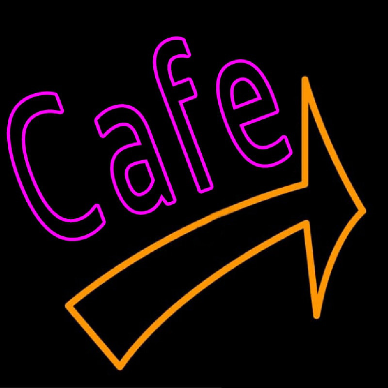 Cafe With Red Arrow Neon Sign