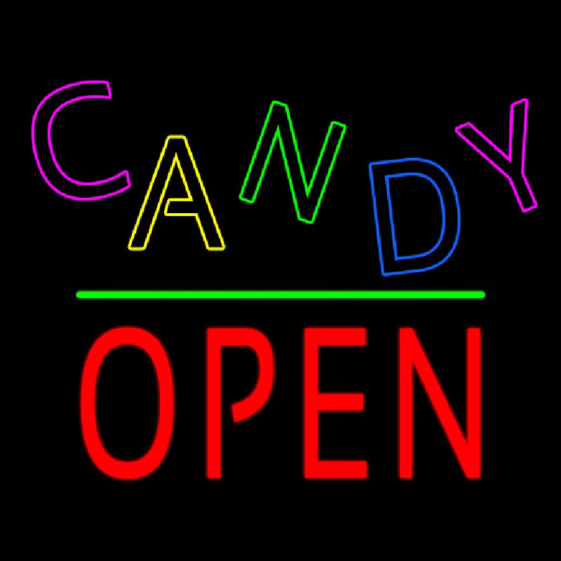 Candy Block Open Green Line Neon Sign