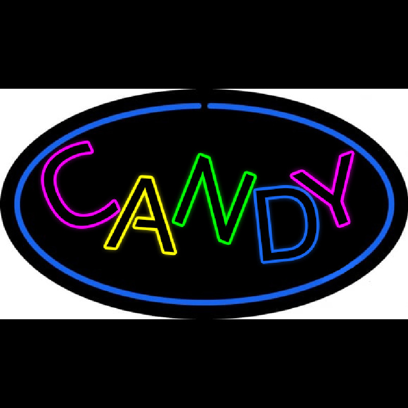 Candy Oval Blue Neon Sign