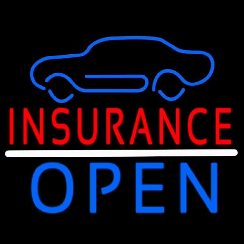 Car Logo Red Insurance Open Neon Sign