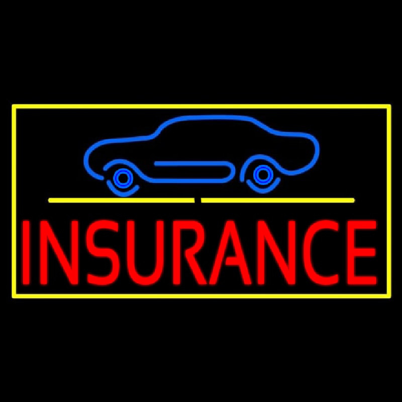 Car Logo Yellow Line Insurance With Border Neon Sign