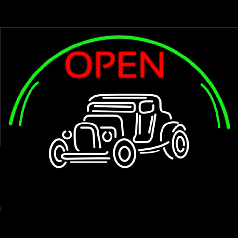 Car Red Open Neon Sign