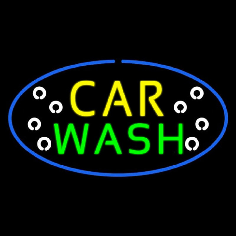 Car Wash Blue Oval Neon Sign