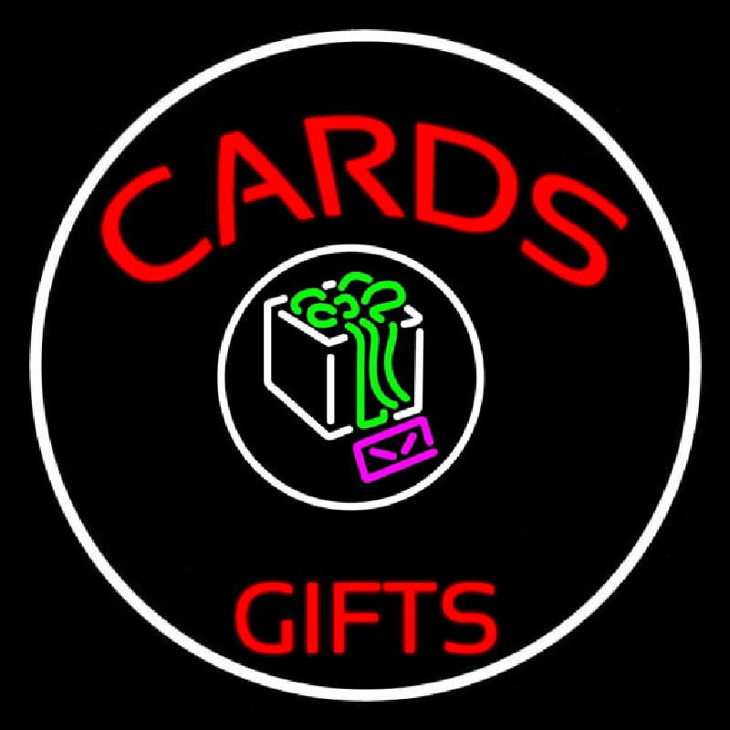 Cards And Gifts Block Logo Neon Sign