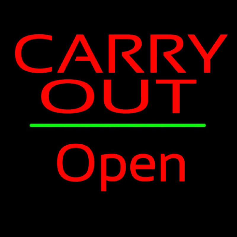 Carry Out Open Green Line Neon Sign