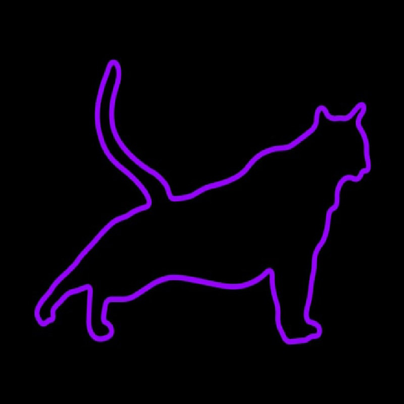 Cat Stretching Purple Neon Sign
