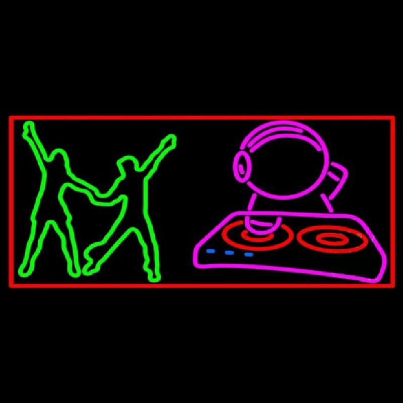 Cd With Dancing Couple Neon Sign