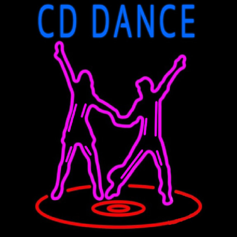 Cd With Dancing Couple Neon Sign