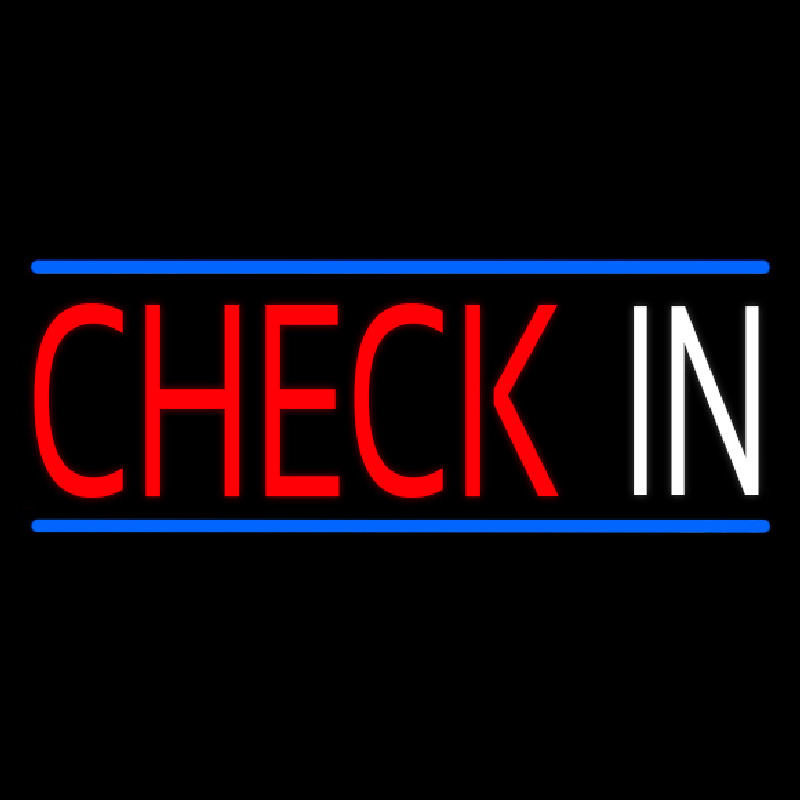 Check In With Blue Border Neon Sign