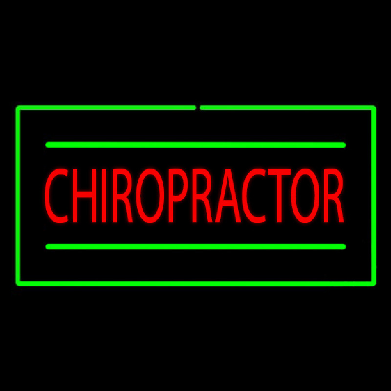 Chiropractor Rectangle Green Neon Sign