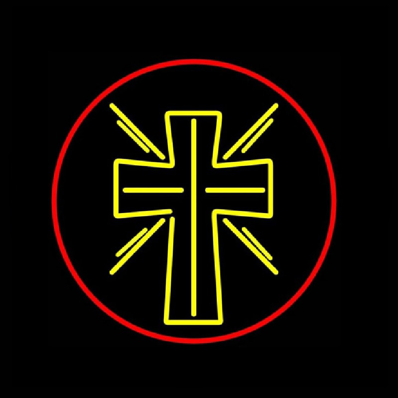 Christian Cross With Border Neon Sign