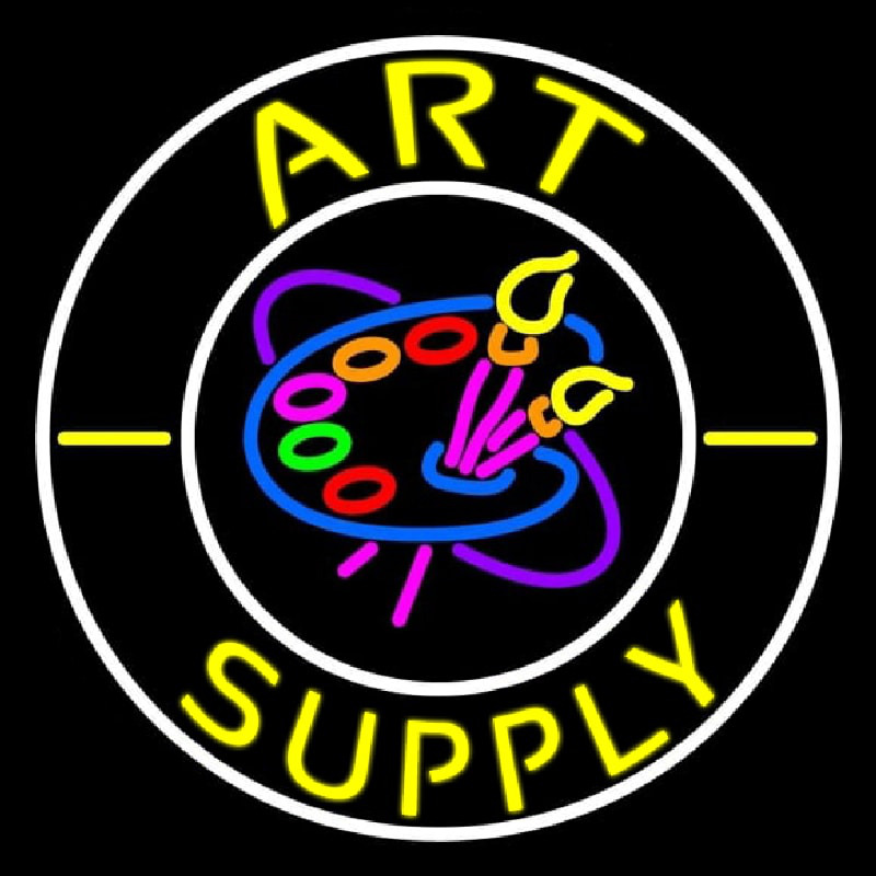 Circle Art Supply With Logo Neon Sign