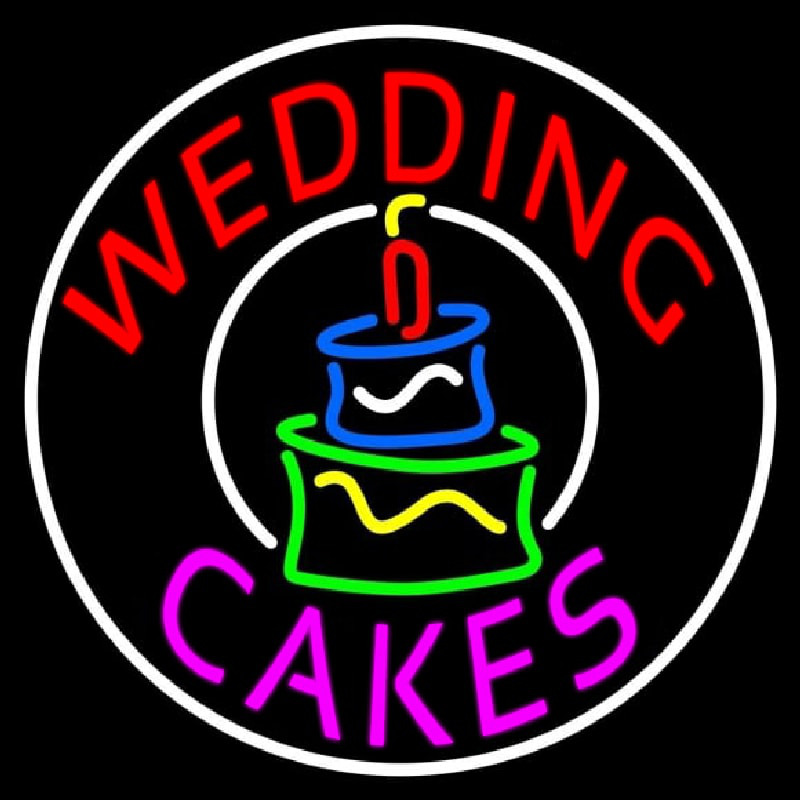 Circle Wedding Cakes Neon Sign